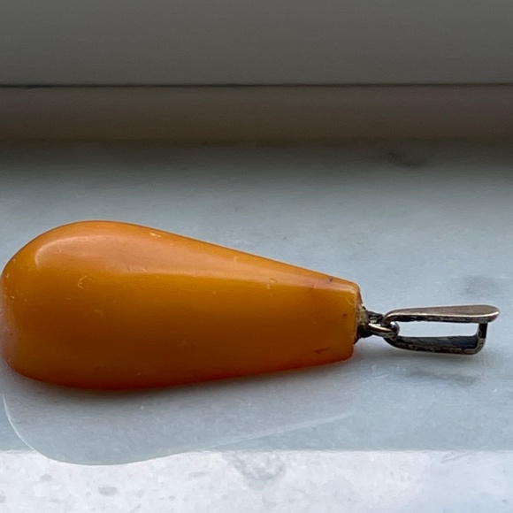Vintage Butterscotch Baltic Amber Pendant 875 Silver USSR - Picture 5 of 11